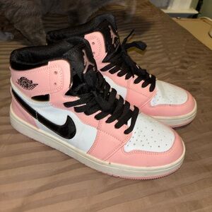 Nike Women's Black, Pink, and White High-Top Sneakers